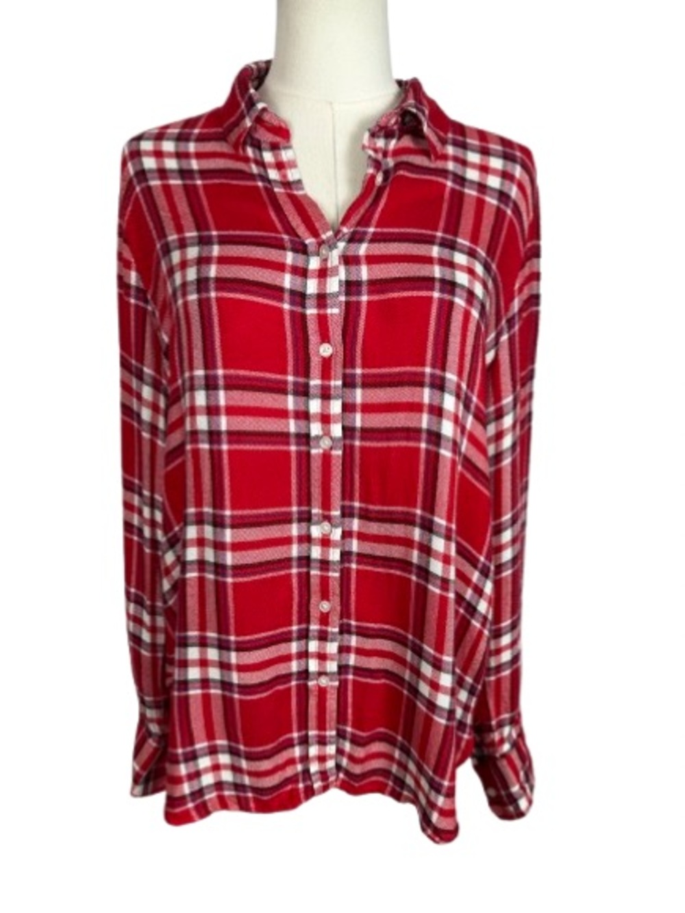 Banana Republic Red Plaid Button-Down Shirt